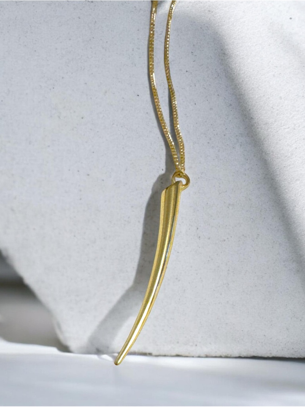 Minimal Long Gold Tusk Pendant Necklace - Women’s Jewelry by Bay to Baubles